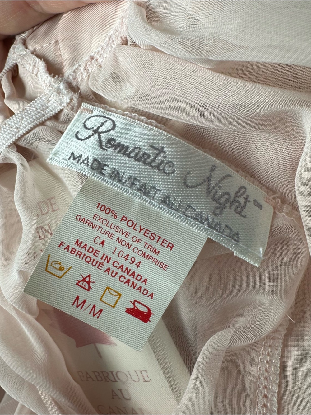 Deadstock 90s Coquette Sheer Pink Lace Slip Dress Made in Canada - Picture 7 of 8